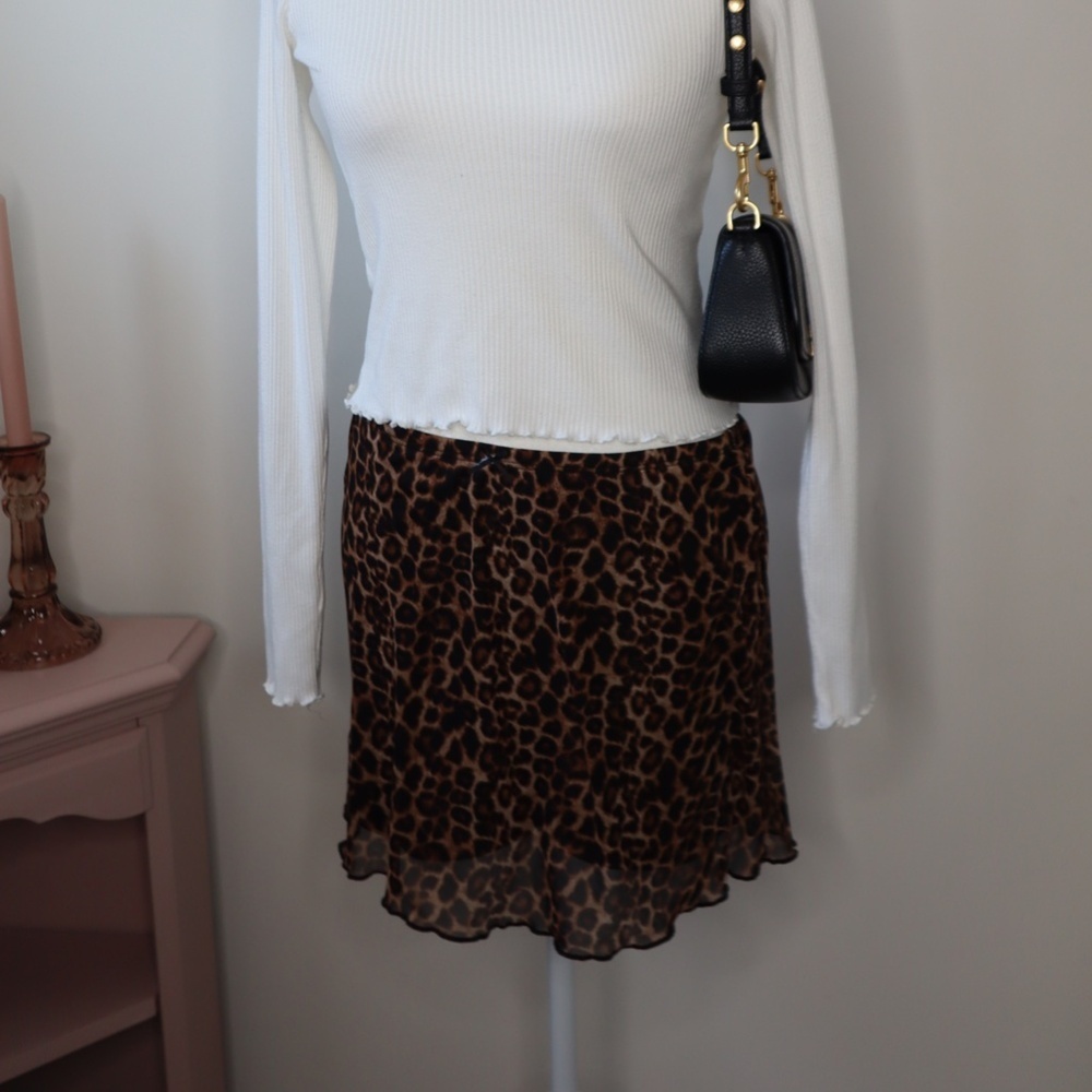 See You on Monday Cheetah Mesh Lined Skirt LARGE - Picture 5 of 7